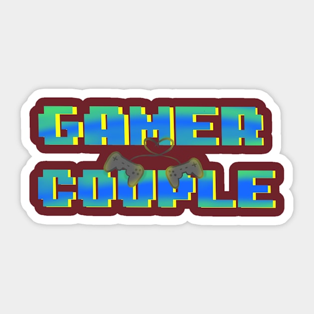 Gamer Couple - Blue/Yellow Sticker by The Nerd Couple